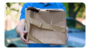 delivery man holding a damaged package