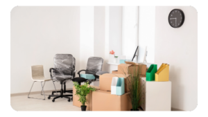 office furniture packed in boxes